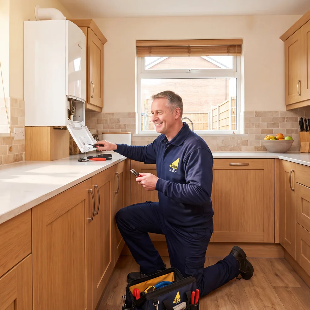 Pressure being tested on a boiler by a Gas Safe registered engineer in Brownhills